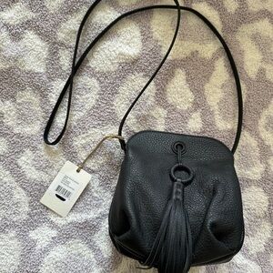 HOBO Black Leather Crossbody Bag with Tassel (hobo birdy)
